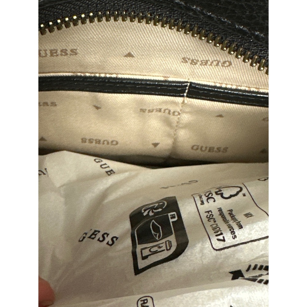 NWT Guess Silvana Satchel Black Quilted Crossbody Tote Bag Gold Hardware - Picture 4 of 6